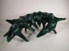 Grøn fabeldyr, paper clay med akryl, Inger Bruhn